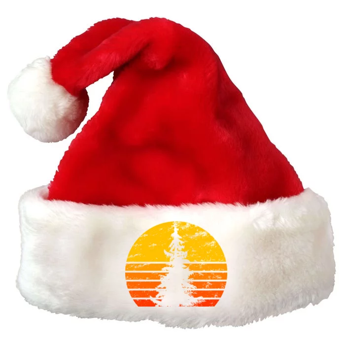 Vintage Sunset Tree Premium Christmas Santa Hat