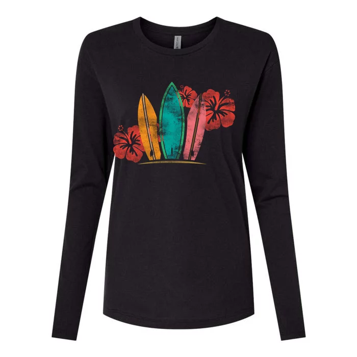 Vintage Surfing Emblem Womens Cotton Relaxed Long Sleeve T-Shirt