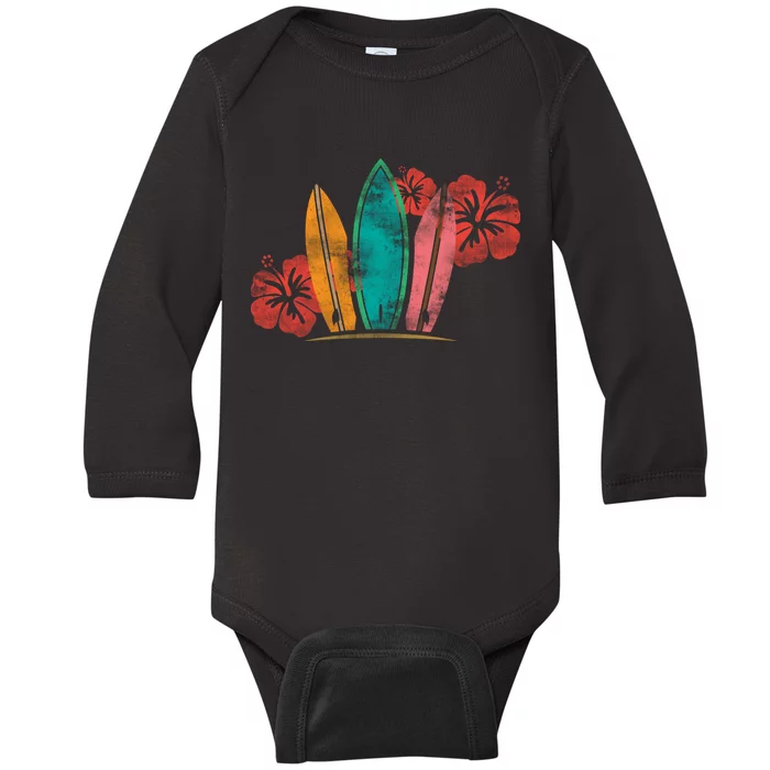 Vintage Surfing Emblem Baby Long Sleeve Bodysuit