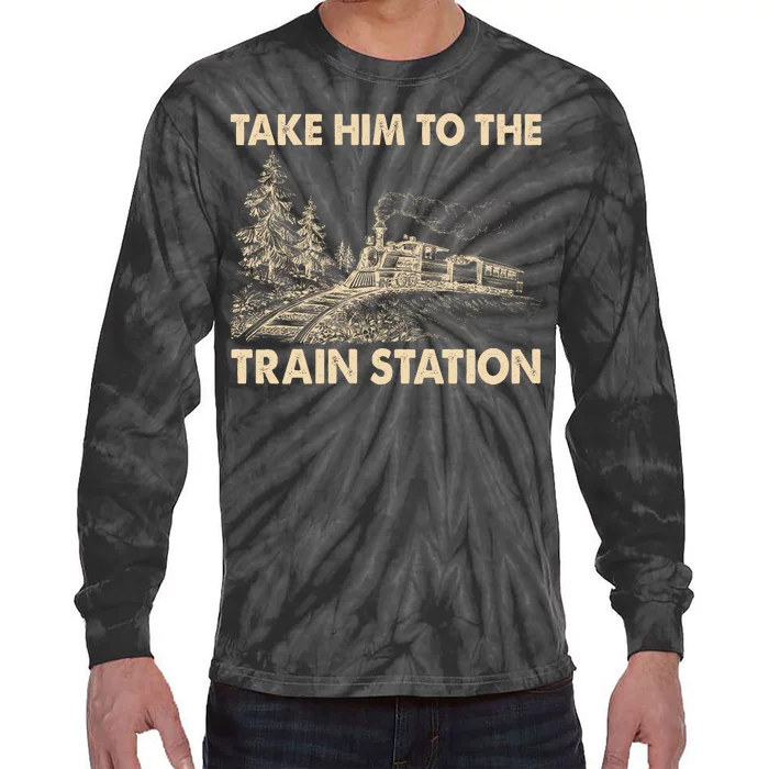 Vintage Take Him To the Train Station Tie-Dye Long Sleeve Shirt