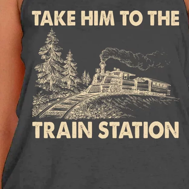 Vintage Take Him To the Train Station Women's Knotted Racerback Tank