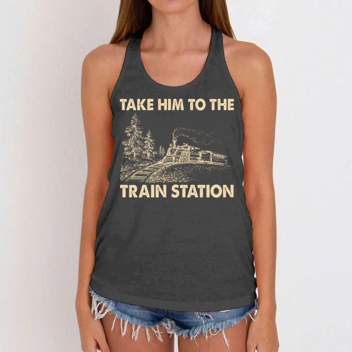 Vintage Take Him To the Train Station Women's Knotted Racerback Tank