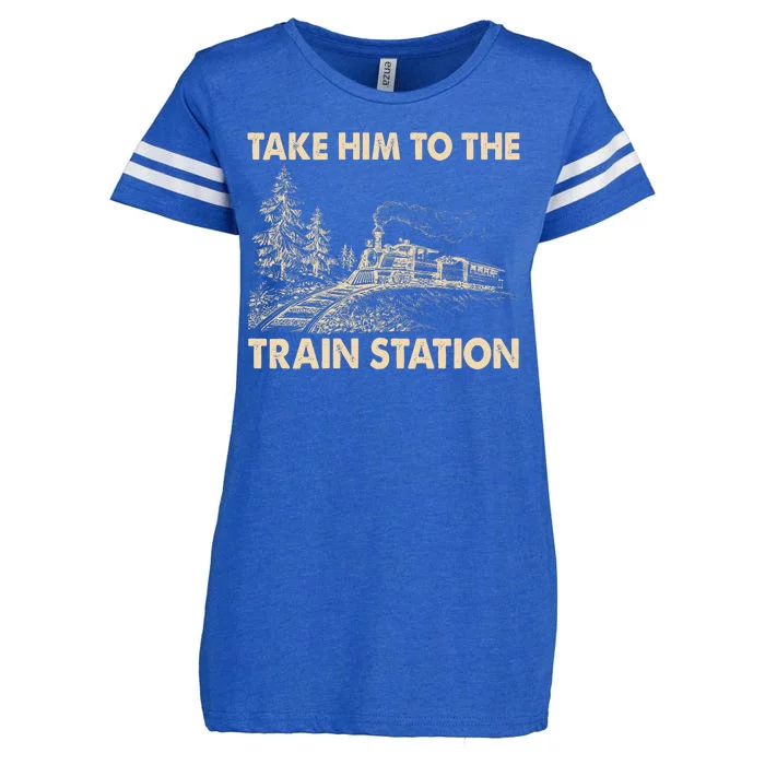 Vintage Take Him To the Train Station Enza Ladies Jersey Football T-Shirt