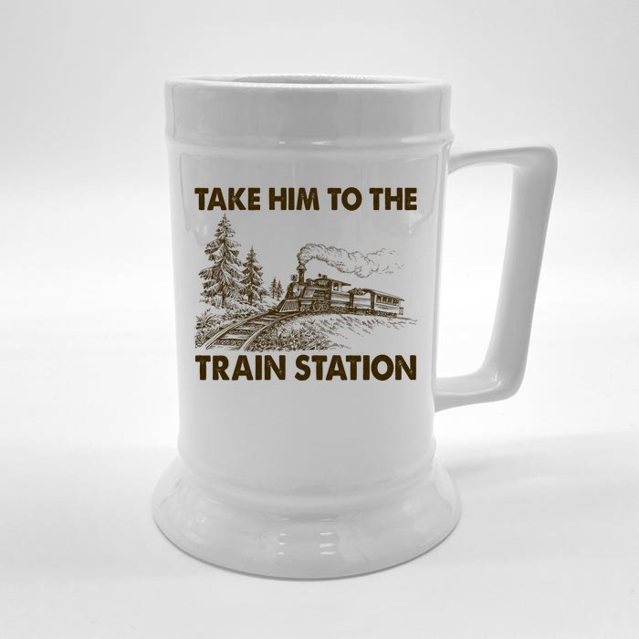 Vintage Take Him To the Train Station Front & Back Beer Stein