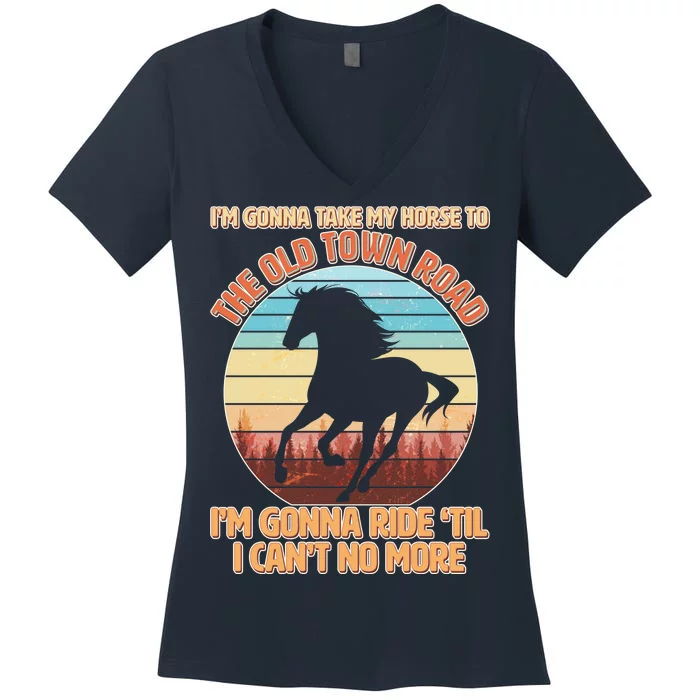 Vintage Take My Horse To The Old Town Road Women's V-Neck T-Shirt