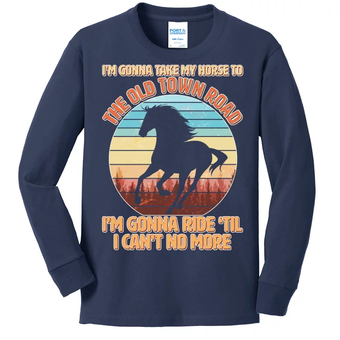 Vintage Take My Horse To The Old Town Road Kids Long Sleeve Shirt