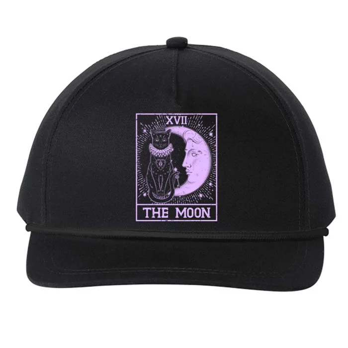 Vintage Tarot Card XVII The Moon Black Cat Snapback Five-Panel Rope Hat