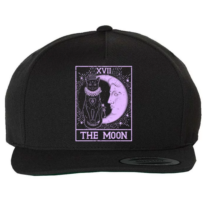 Vintage Tarot Card XVII The Moon Black Cat Wool Snapback Cap