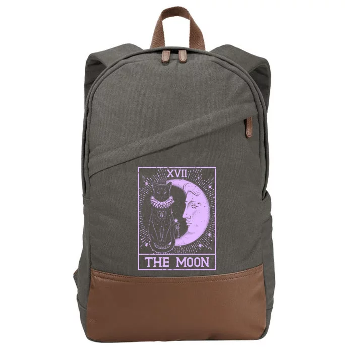 Vintage Tarot Card XVII The Moon Black Cat Cotton Canvas Backpack