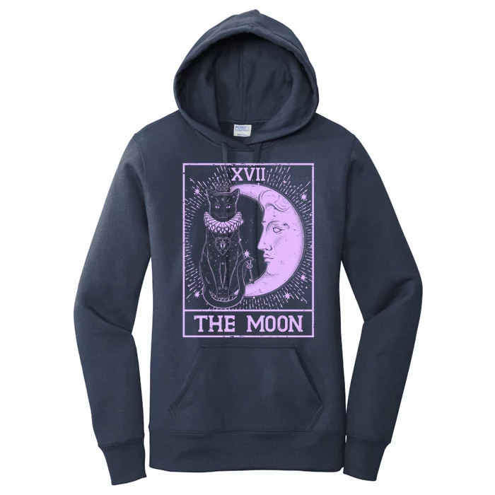 Vintage Tarot Card XVII The Moon Black Cat Women's Pullover Hoodie