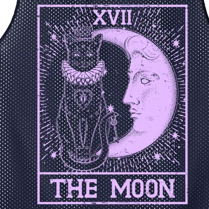 Vintage Tarot Card XVII The Moon Black Cat Mesh Reversible Basketball Jersey Tank