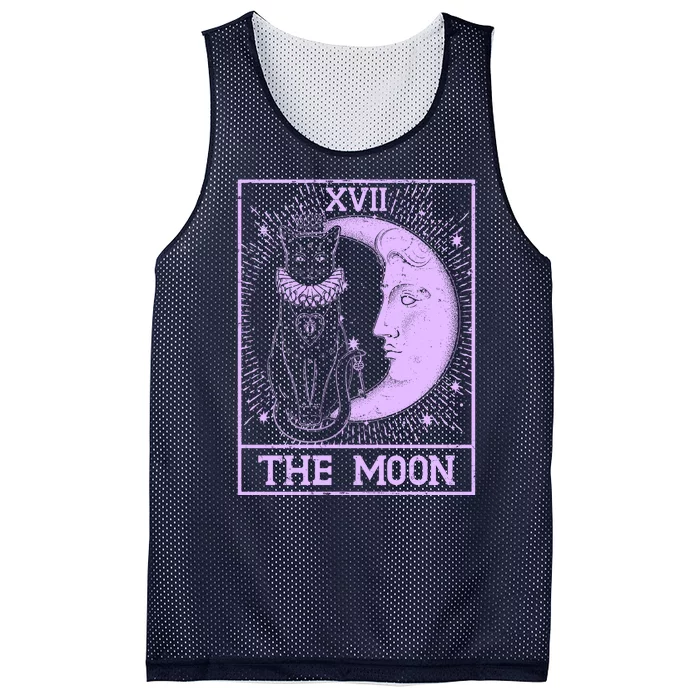 Vintage Tarot Card XVII The Moon Black Cat Mesh Reversible Basketball Jersey Tank