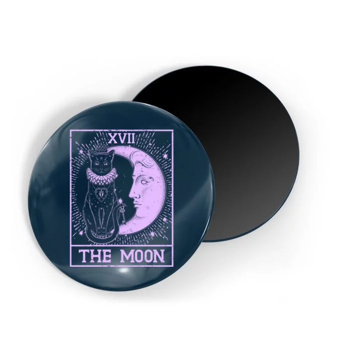 Vintage Tarot Card XVII The Moon Black Cat Magnet