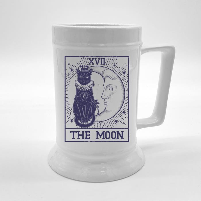 Vintage Tarot Card XVII The Moon Black Cat Front & Back Beer Stein