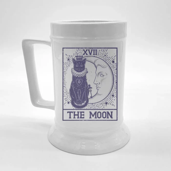 Vintage Tarot Card XVII The Moon Black Cat Front & Back Beer Stein