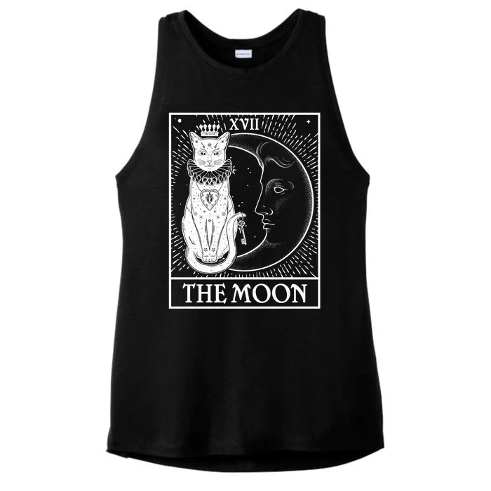 Vintage Tarot Card XVII The Moon Cat Ladies Tri-Blend Wicking Tank