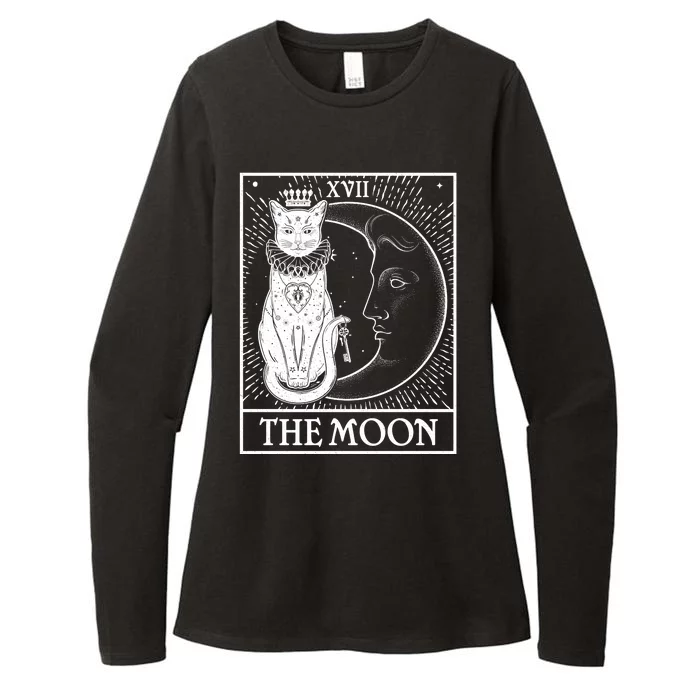 Vintage Tarot Card XVII The Moon Cat Womens CVC Long Sleeve Shirt