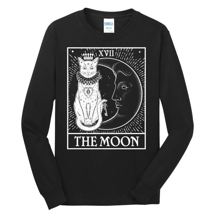 Vintage Tarot Card XVII The Moon Cat Tall Long Sleeve T-Shirt