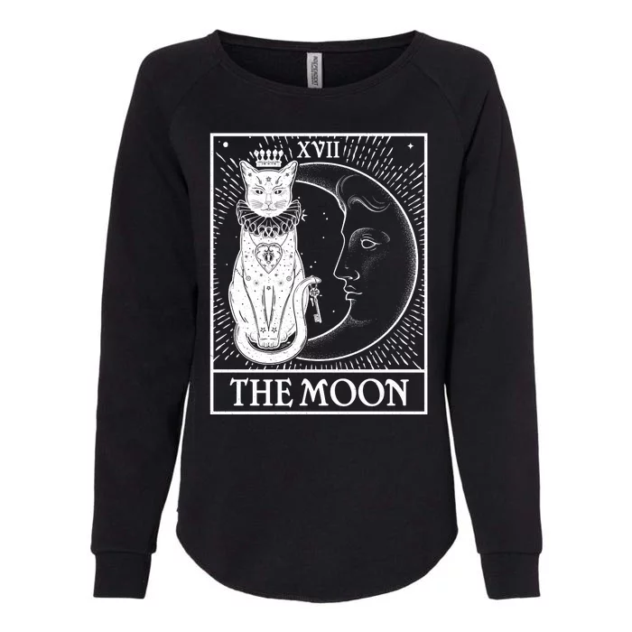 Vintage Tarot Card XVII The Moon Cat Womens California Wash Sweatshirt