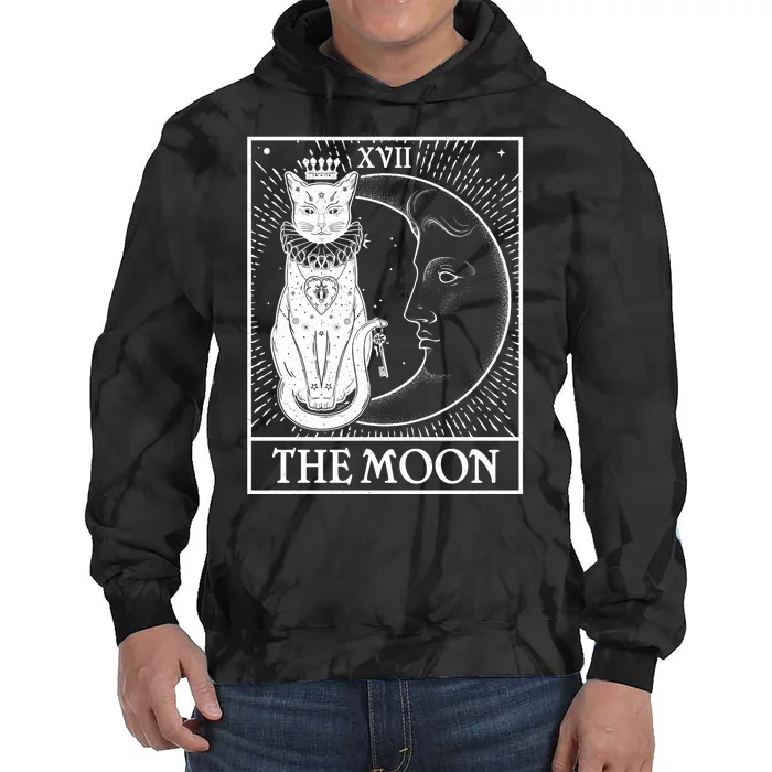 Vintage Tarot Card XVII The Moon Cat Tie Dye Hoodie