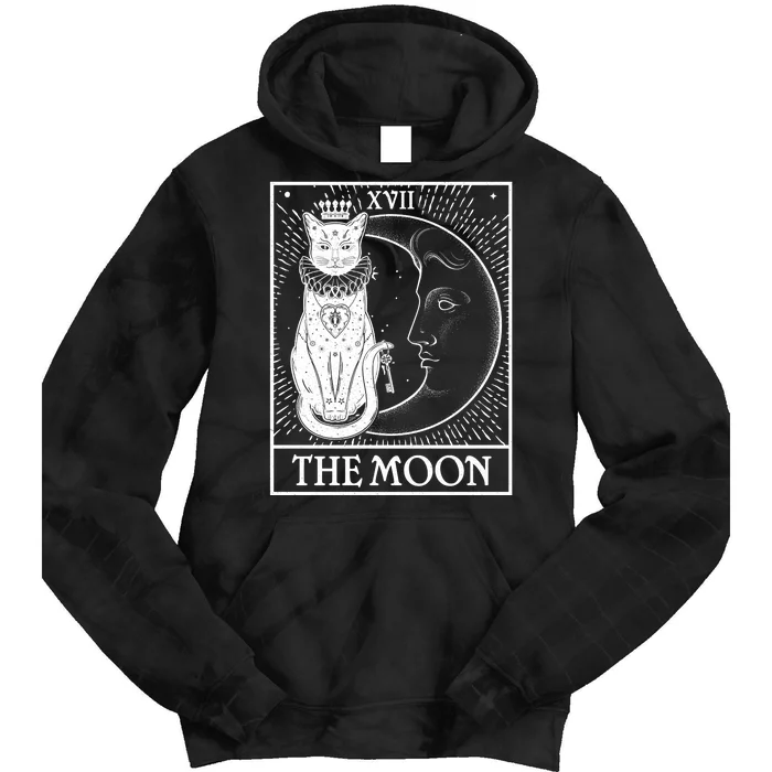 Vintage Tarot Card XVII The Moon Cat Tie Dye Hoodie