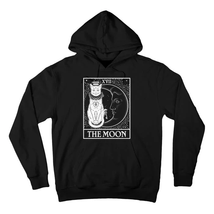 Vintage Tarot Card XVII The Moon Cat Tall Hoodie