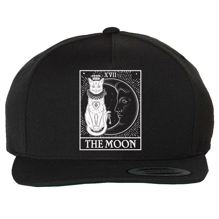 Vintage Tarot Card XVII The Moon Cat Wool Snapback Cap