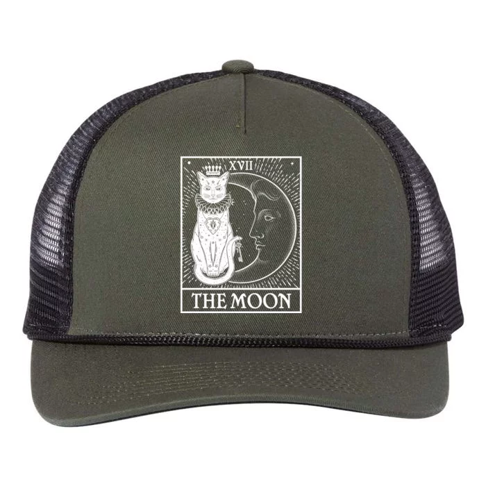 Vintage Tarot Card XVII The Moon Cat Retro Rope Trucker Hat Cap