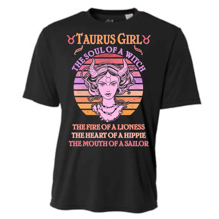 Vintage Taurus Girl Zodiac Birthday Cooling Performance Crew T-Shirt