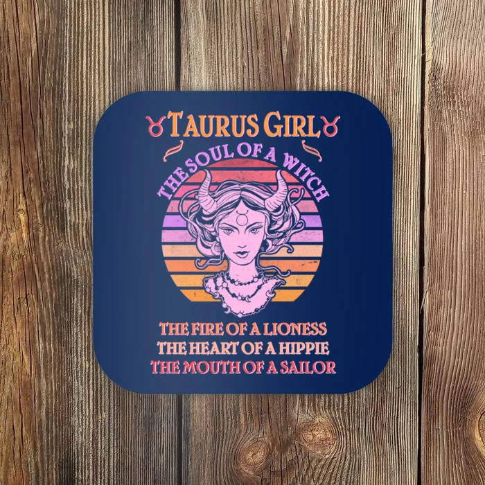 Vintage Taurus Girl Zodiac Birthday Coaster