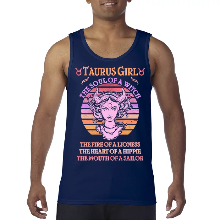 Vintage Taurus Girl Zodiac Birthday Tank Top