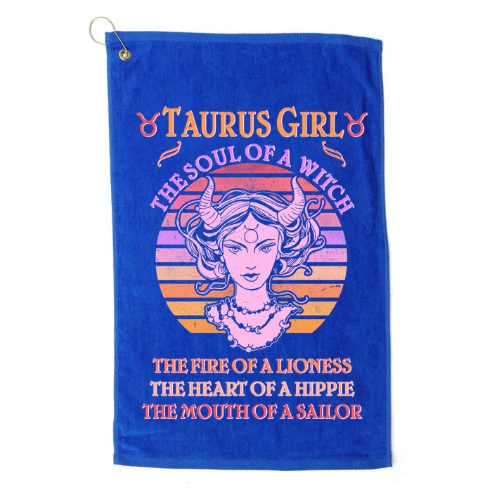 Vintage Taurus Girl Zodiac Birthday Platinum Collection Golf Towel