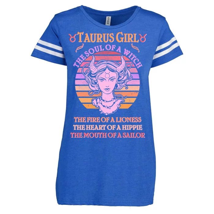 Vintage Taurus Girl Zodiac Birthday Enza Ladies Jersey Football T-Shirt