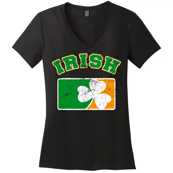 Vintage Team Irish Flag St. Patrick's Day Women's V-Neck T-Shirt