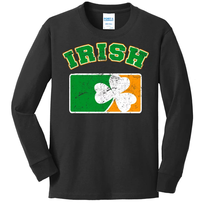 Vintage Team Irish Flag St. Patrick's Day Kids Long Sleeve Shirt