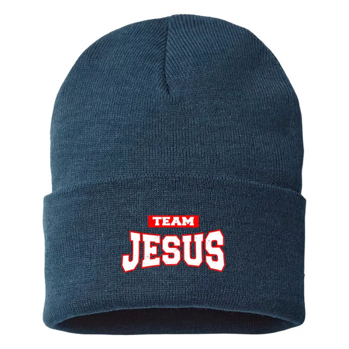 Vintage Team Jesus Funny Christian Sustainable Knit Beanie