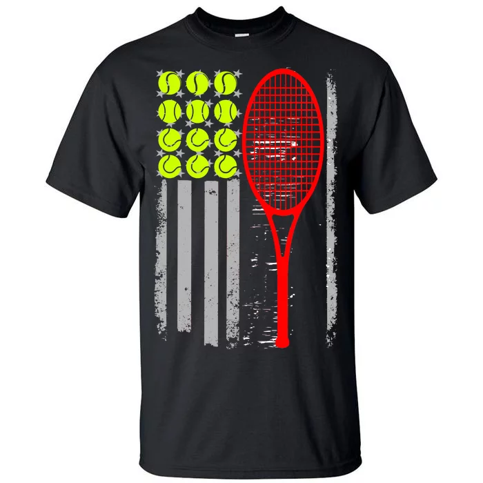 Vintage Tennis American Flag USA Tall T-Shirt