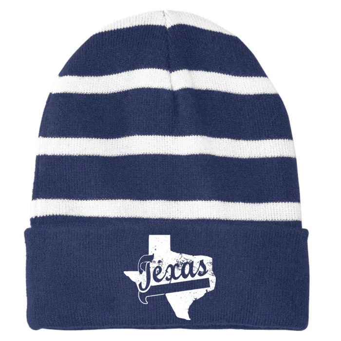 Vintage Texas State Logo Striped Beanie with Solid Band