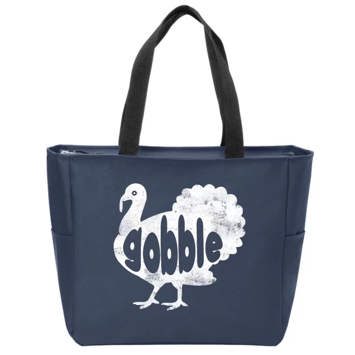 Vintage Thanksgiving Gobble Turkey Zip Tote Bag