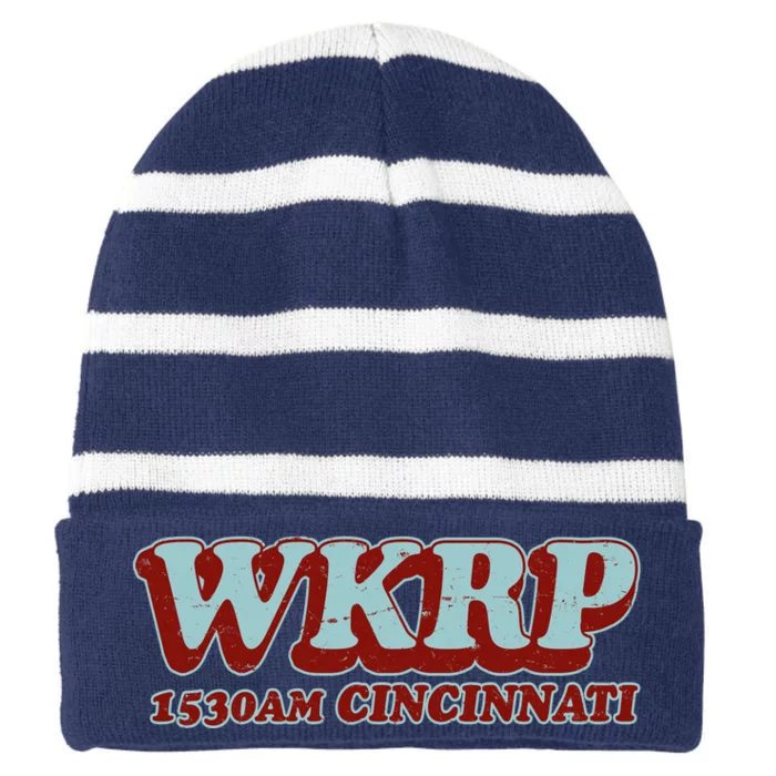 Vintage Thanksgiving WKRP 1530AM Cincinnati Striped Beanie with Solid Band