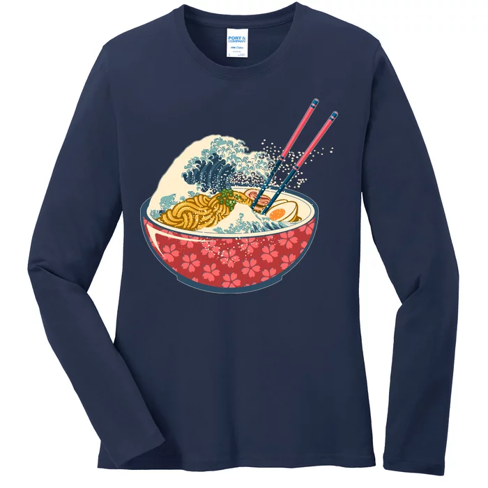 Vintage The Great Ramen Wave Ladies Long Sleeve Shirt