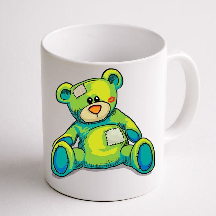 Vintage Torn Colorful Teddy Bear Front & Back Coffee Mug