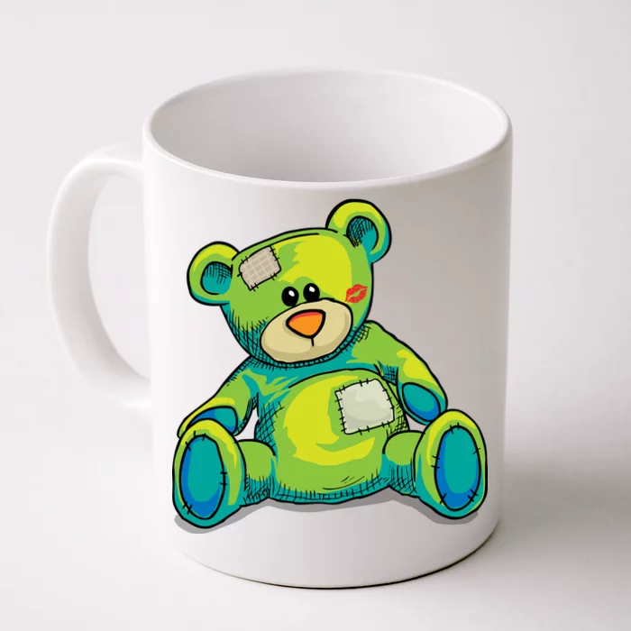 Vintage Torn Colorful Teddy Bear Front & Back Coffee Mug