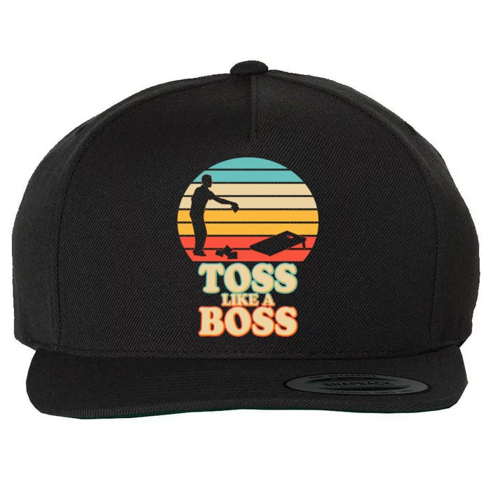 Vintage Toss Like A Boss Cornhole Wool Snapback Cap