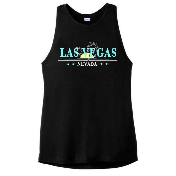 Vintage Tropical Las Vegas Logo Ladies Tri-Blend Wicking Tank