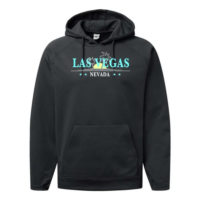 Vintage Tropical Las Vegas Logo Performance Fleece Hoodie