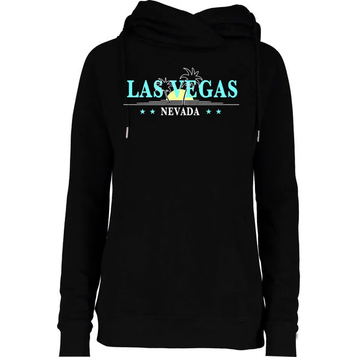 Vintage Tropical Las Vegas Logo Womens Funnel Neck Pullover Hood