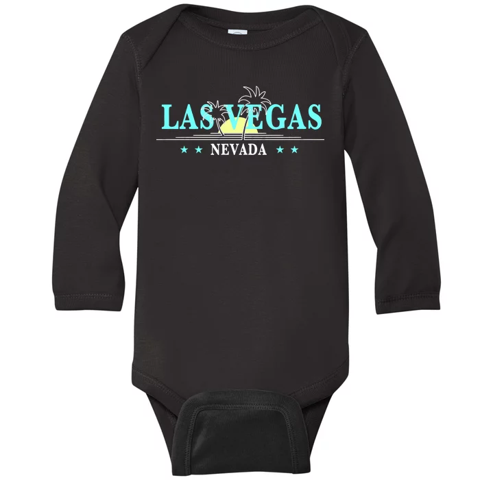 Vintage Tropical Las Vegas Logo Baby Long Sleeve Bodysuit