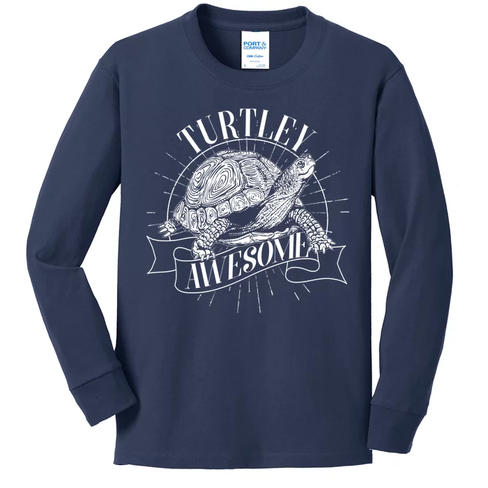 Vintage Turtley Awesome Kids Long Sleeve Shirt