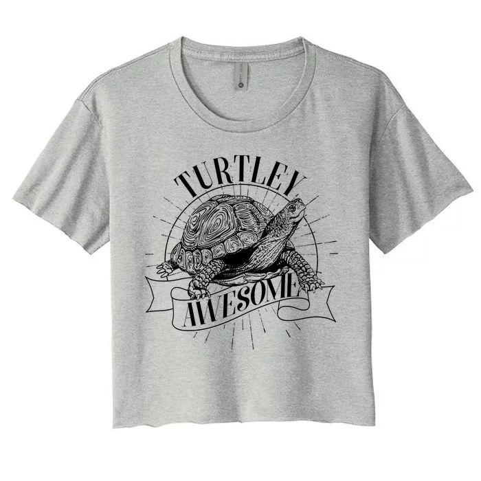 Vintage Turtley Awesome Women's Crop Top Tee